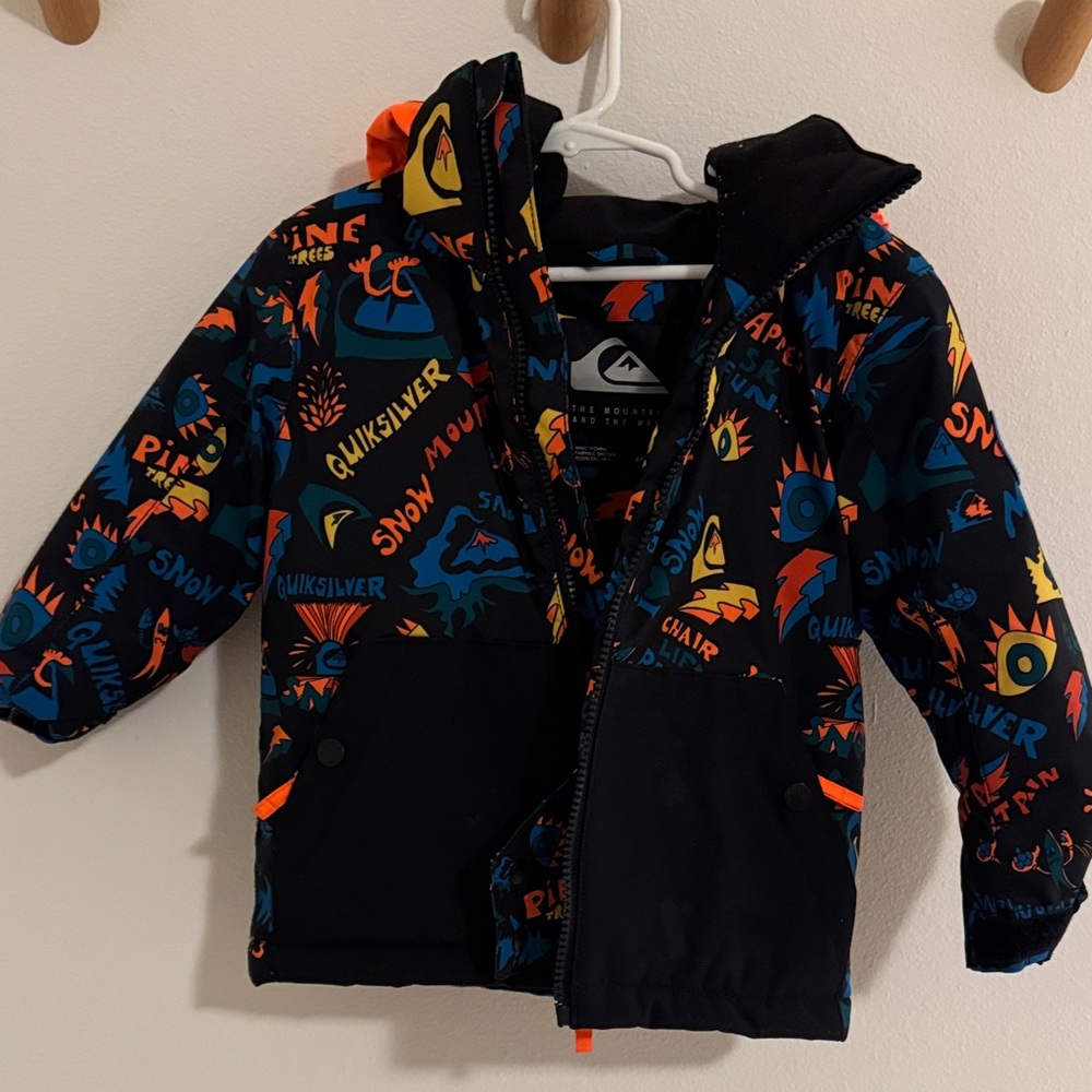 Quiksilver Kids' Blue and Orange Graphic Jacket
